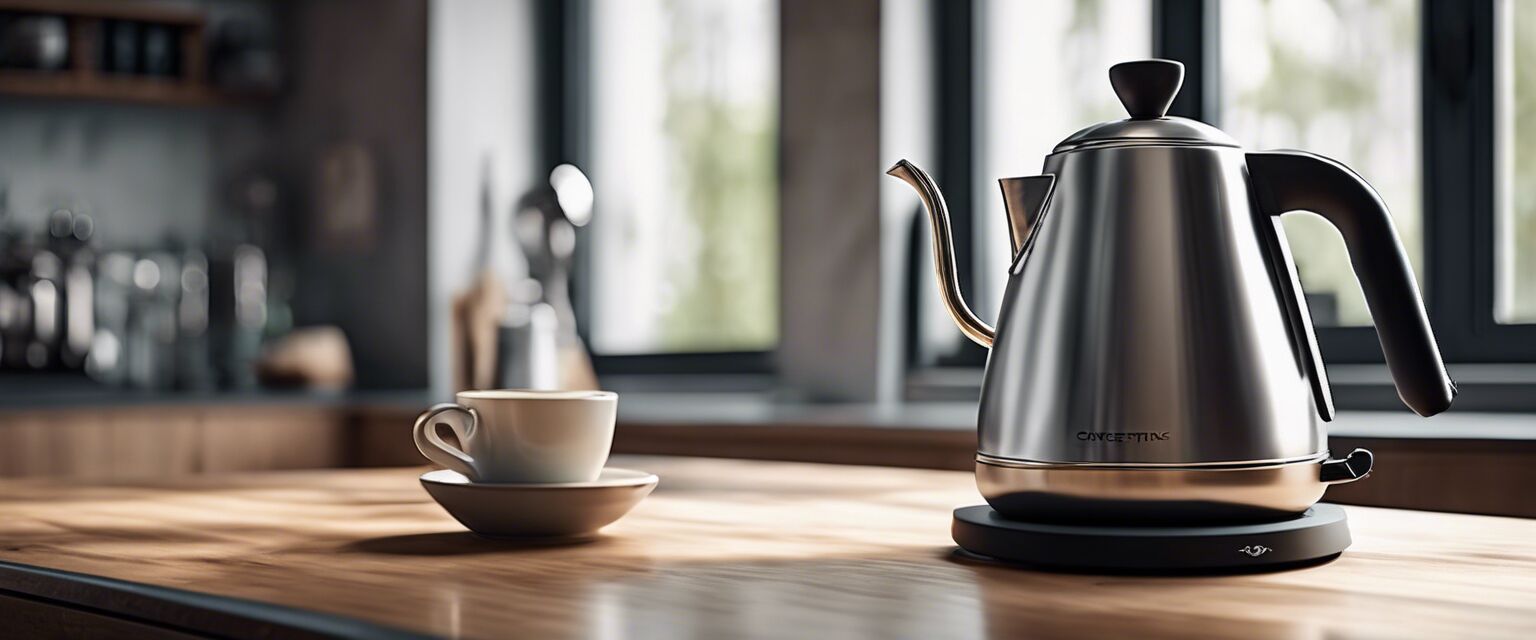 Gooseneck kettle for coffee brewing.